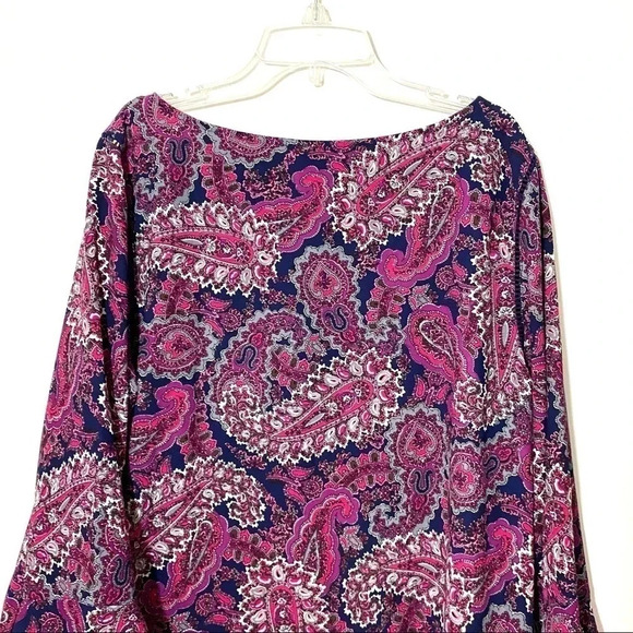 Talbots shirt Pink  paisley polyester Women’s Size Large Petite - Picture 7 of 10